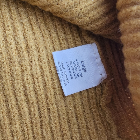 Knit pullover turtleneck sweater, mustard yellow, retro, large, comfy - Picture 4 of 6